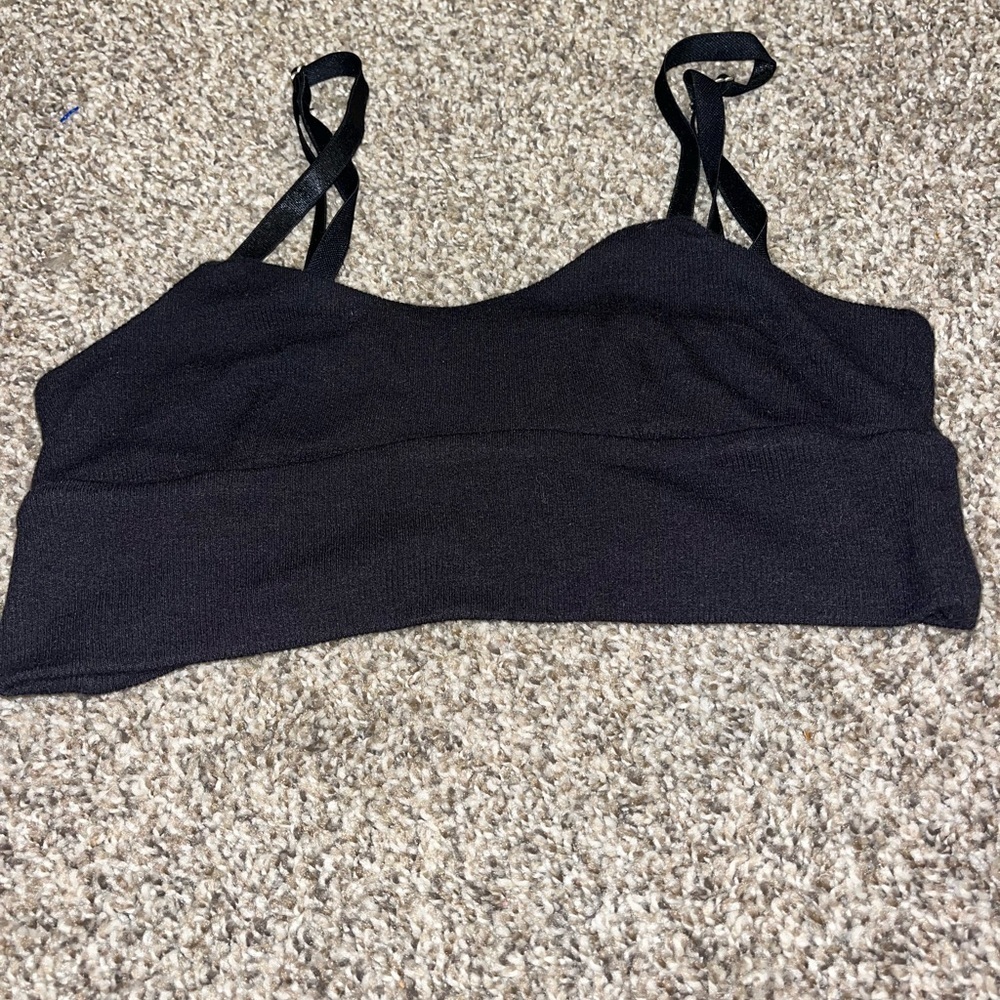 ATHLETA Well Rested Rib Sleep Bra XXSmall Black Pullover Adjustable Straps
